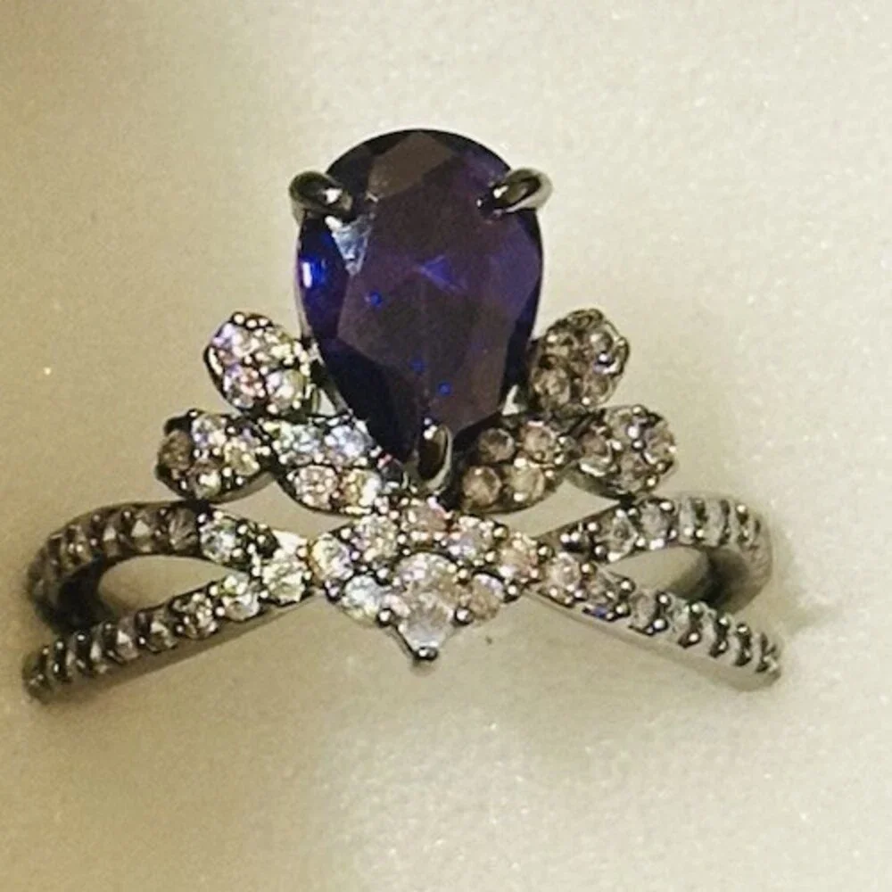 Bomb Party REIGN Madness & Mischief Ring Size 8 Dark Violet CZ RBP7632 NIB
